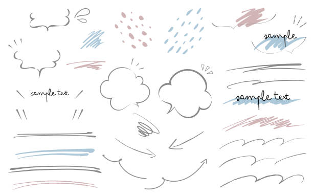 Set of hand-drawn decorations. Set of hand-drawn decorations. writing stock illustrations