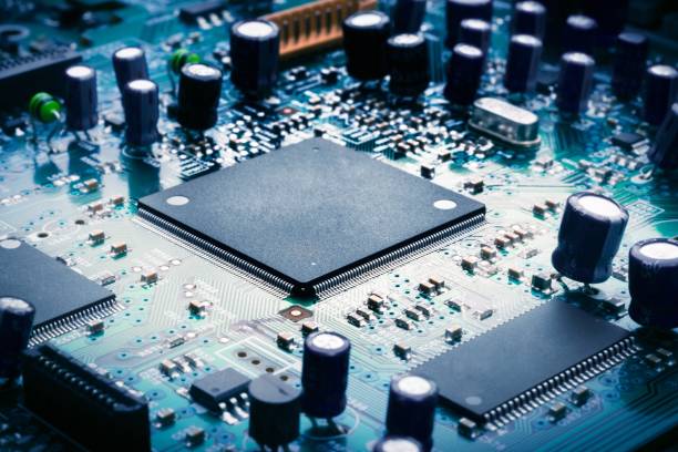 istock Abstract close-up on theMicrochip on blue circuit board 1478022931