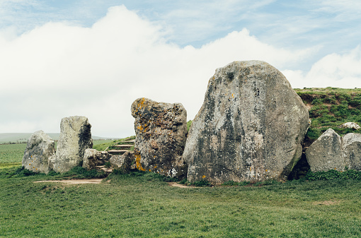 Entrance stones to the prehistoric site of West Kennet, Wiltshire, England.