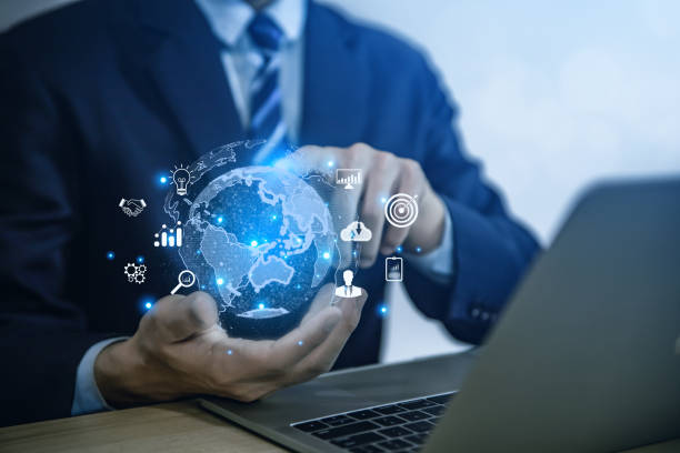 istock Businessman hand showing global icons Big Data online internet connection application 1478027364