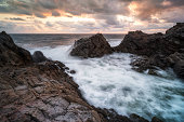Colorful seascape with picturesque rocks