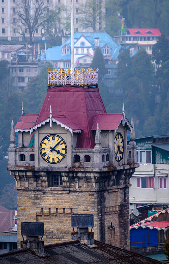 View of Clock Tower, a Historical landmark in Darjeeling, West Bengal.