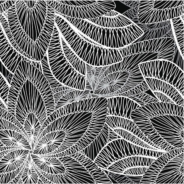 seamless pattern of black and white lace vector art illustration