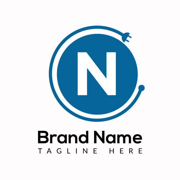 ilustrações, clipart, desenhos animados e ícones de resumo n letra moderna design inicial do logotipo tech - letter n flash