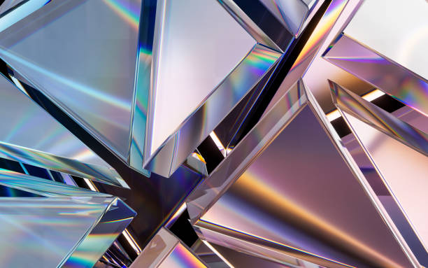 istock Glass geometries with dispersion colors, 3d rendering. 1478037318
