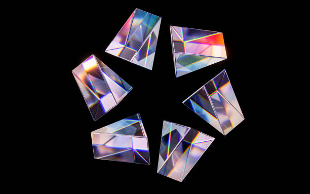 istock Glass geometries with dispersion colors, 3d rendering. 1478037323