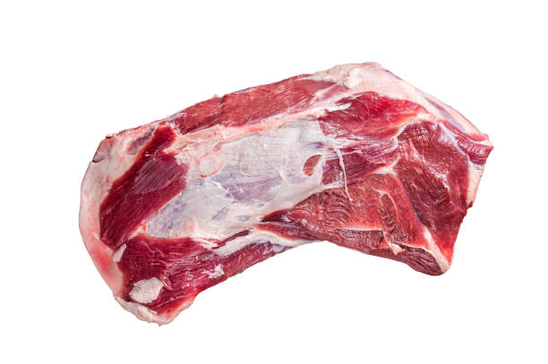istock Raw lamb mutton shoulder meat on the bone.  Isolated on white background. 1478037332