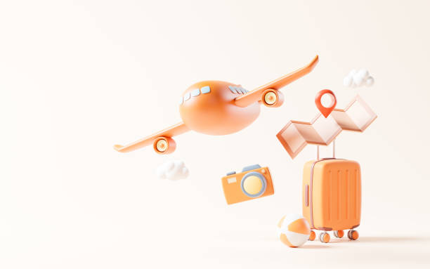 istock Airplane with cartoon style, 3d rendering. 1478037580