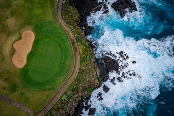 istock Aerial view of golf course beside the Ocean 1478038342