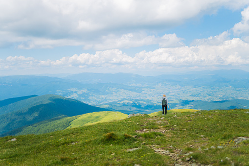 Mount Petros on a sunny clear day, Carpathian mountains. High quality photo