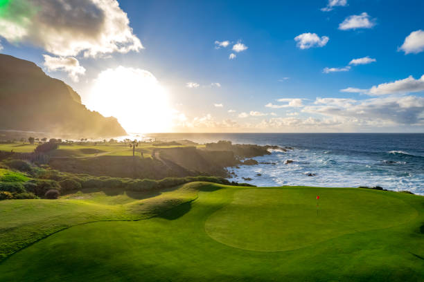 istock Aerial view of golf course beside the Ocean 1478040335