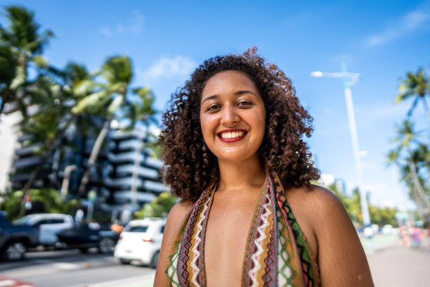 Portrait of a young woman in a boardwalk Portrait of a young woman in a boardwalk northeastern brazil stock pictures, royalty-free photos & images