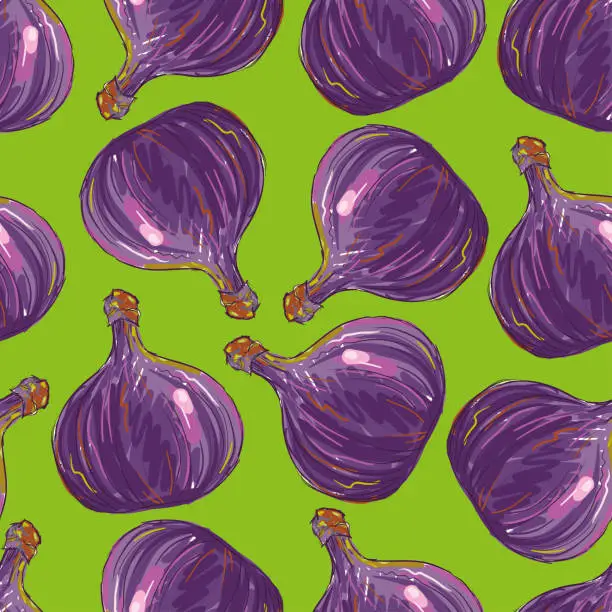 Vector illustration of Sketch Fig Food Seamless Pattern