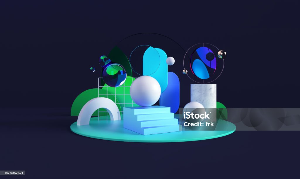 Geometry Platformes Geometry Shapes On Platform Scene Concept Stock Illustration - Download ...