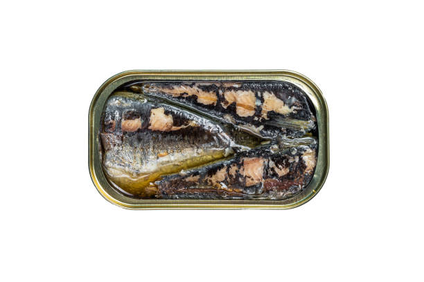 istock Open can with sardine in olive oil.  Isolated on white background. 1478060194