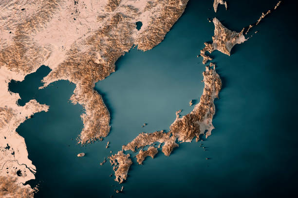 istock Japan Korea Topographic Map Horizontal 3D Render Dark Ocean Neutral 1478063086