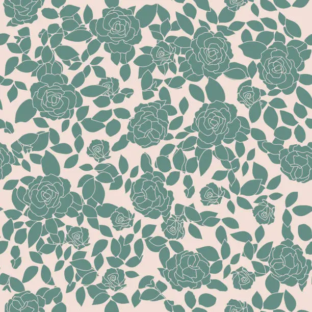 Vector illustration of Seamless wallpaper pattern with collection of pastel roses