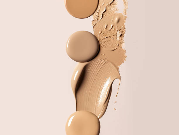 istock Composition with makeup cosmetics swatch on a pastel beige background. 1478073084