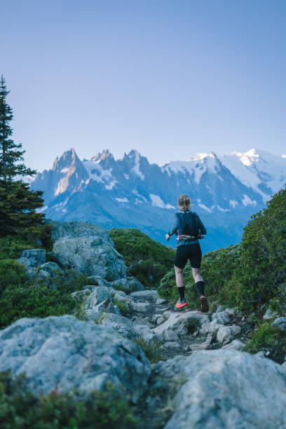 istock Trail runner bounds along mountain trail 1478079853