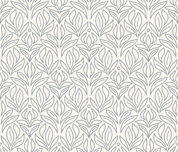 ilustraciones, imágenes clip art, dibujos animados e iconos de stock de damasco orgánico hojas patrón sin costuras. impresión de fondo de estilo retro vectorial. textura floral decorativa. - diseño de follaje