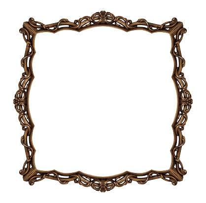 antique wooden frame isolated on white background