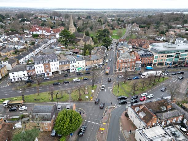 istock Esher town centre Surrey UK drone aerial view 1478086617