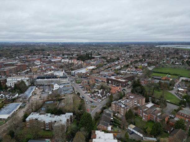 istock Walton on Thames town centre  Surrey UK drone aerial view 1478086737