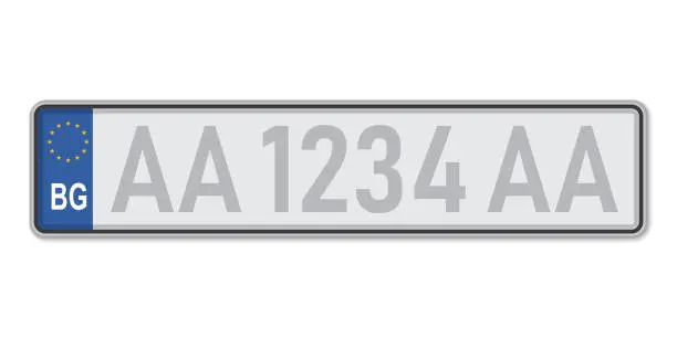 Vector illustration of Car number plate. Vehicle registration license of Bulgaria