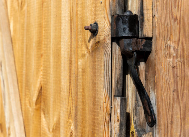 istock Old, black hinge fittings made by a blacksmith. 1478090072