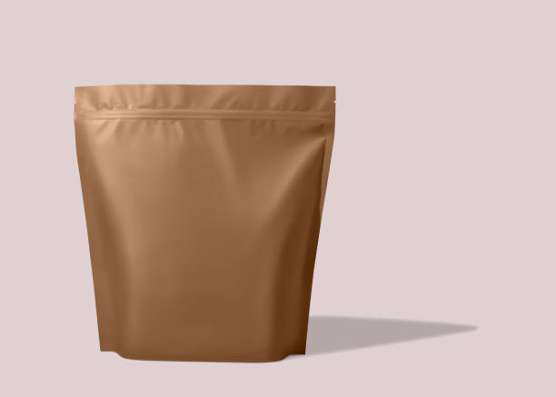istock Brown food and snack pouch bag packaging mockup design, front view. Can be use for template your design, presentation, promo 1478090904