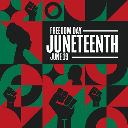 Juneteenth. Freedom Day. June 19. Holiday concept. Template for background, banner, card, poster with text inscription. Vector EPS10 illustration