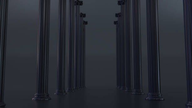 istock hall with black marble columns, dark passage of columns. 1478091653