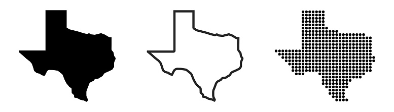 Texas Map Contour Texas State Map Glyph And Outline Texas Map Us State