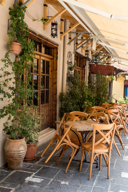 istock Outdoor cafe in greek town 1478093454