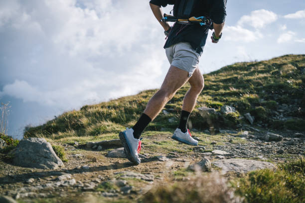 istock Trail runner bounds along mountain trail 1478094023