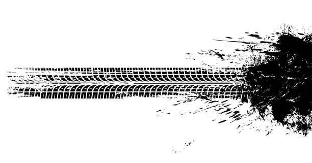 Vector illustration of Grunge tire track, car wheel tread background