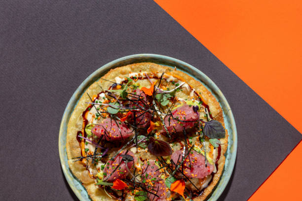 Japanese pizza or flatbread