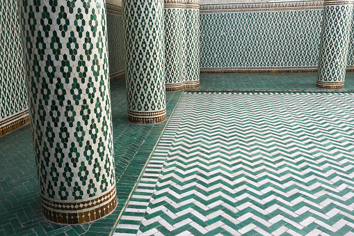Ceramic zigzag tiles pattern in traditional style perfect for backgrounds.