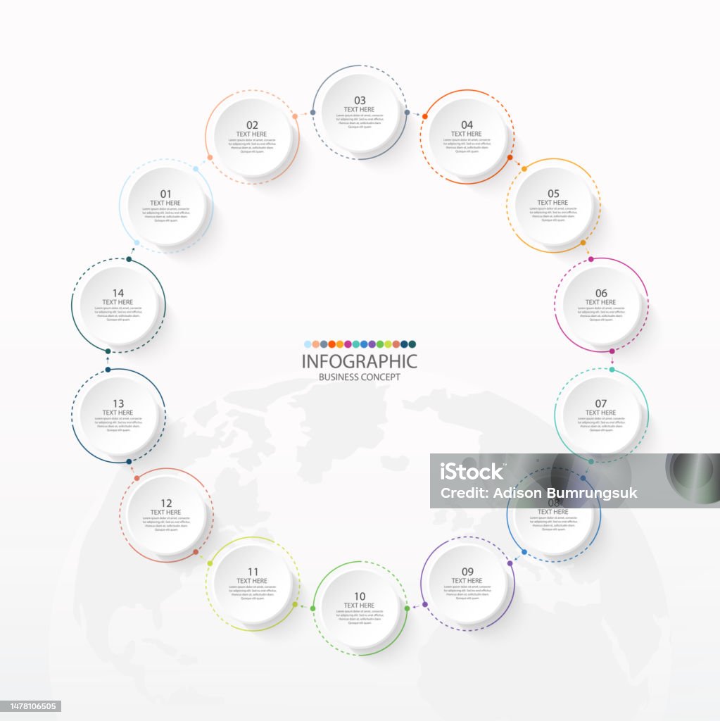 Process Model 14 Path 14 Step 2 Stock Illustration - Download Image Now - Infographic, Circle ...