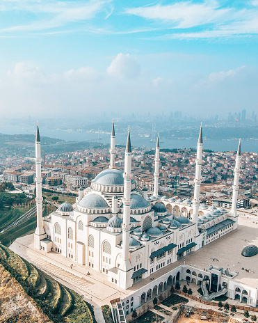 Drone view of the Blue Mosque in Istanbul