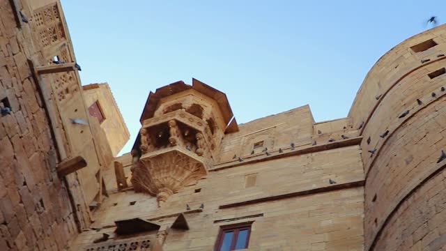 ancient heritage jaisalmer fort vintage view with bright sky at morning