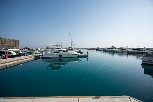 Ayia Napa, Cyprus, March 1 2023: The new Ayia napa marina modern architecture buildings