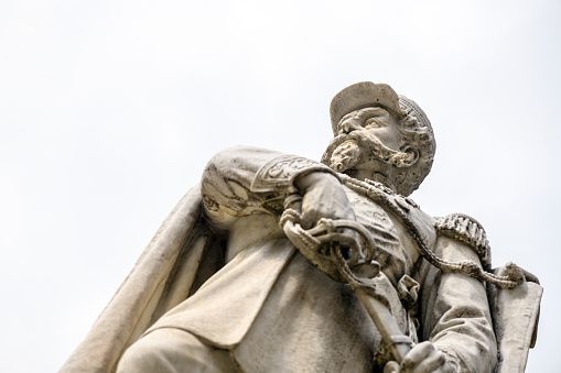Detail from monument to Christopher Columbus in Rapallo, Italy