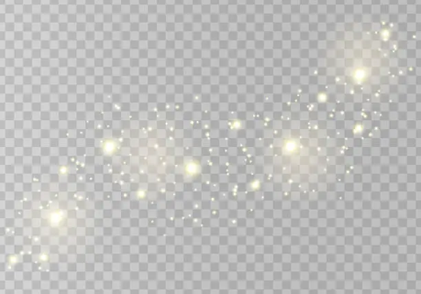 Vector illustration of Abstract sparkles isolated on a transparent background. Bokeh lights effect. Vector dust sparks and bright stars shine with special light effect. Christmas sparkling magical.