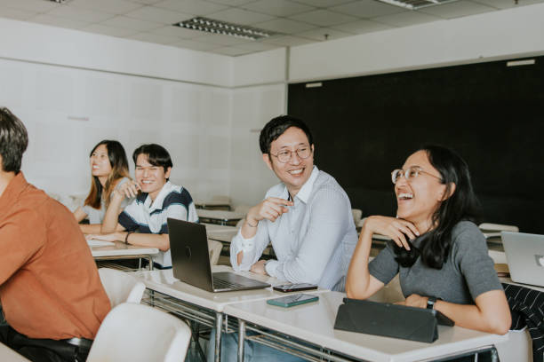 istock Happy and enjoy master’s degree class with nice and friendly professor. 1478129332