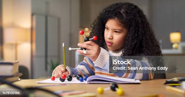 Science Homework Images Girl Kid And Science Homework With Molecular Structure Learn Chemistry ...