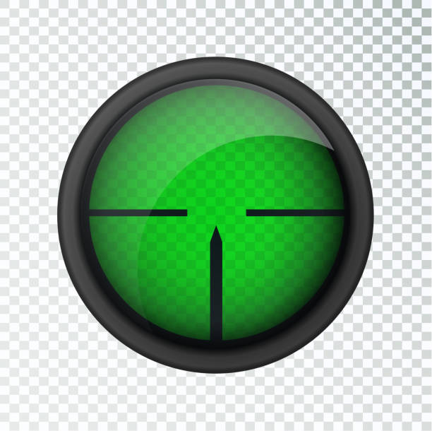 リアルな狙撃照準熱画像装置。測定サーマルイメージャーマークテンプレートを備えた狙撃スコープ。スナイパースコープの十字線ビュー。リアルなベクター光学照準器。 - gun control gun crime vector点のイラスト素材／クリップアート素材／マンガ素材／アイコン素材