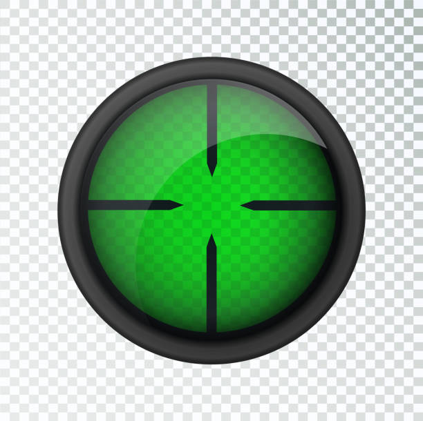 リアルな狙撃照準熱画像装置。測定サーマルイメージャーマークテンプレートを備えた狙撃スコープ。スナイパースコープの十字線ビュー。リアルなベクター光学照準器。 - gun control gun crime vector点のイラスト素材／クリップアート素材／マンガ素材／アイコン素材