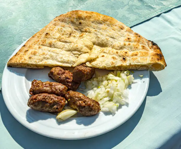 Cevap with somun is traditional Bosnian food