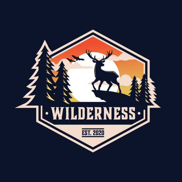 deer wild animal badge vector template. adventure wilderness graphic illustration.